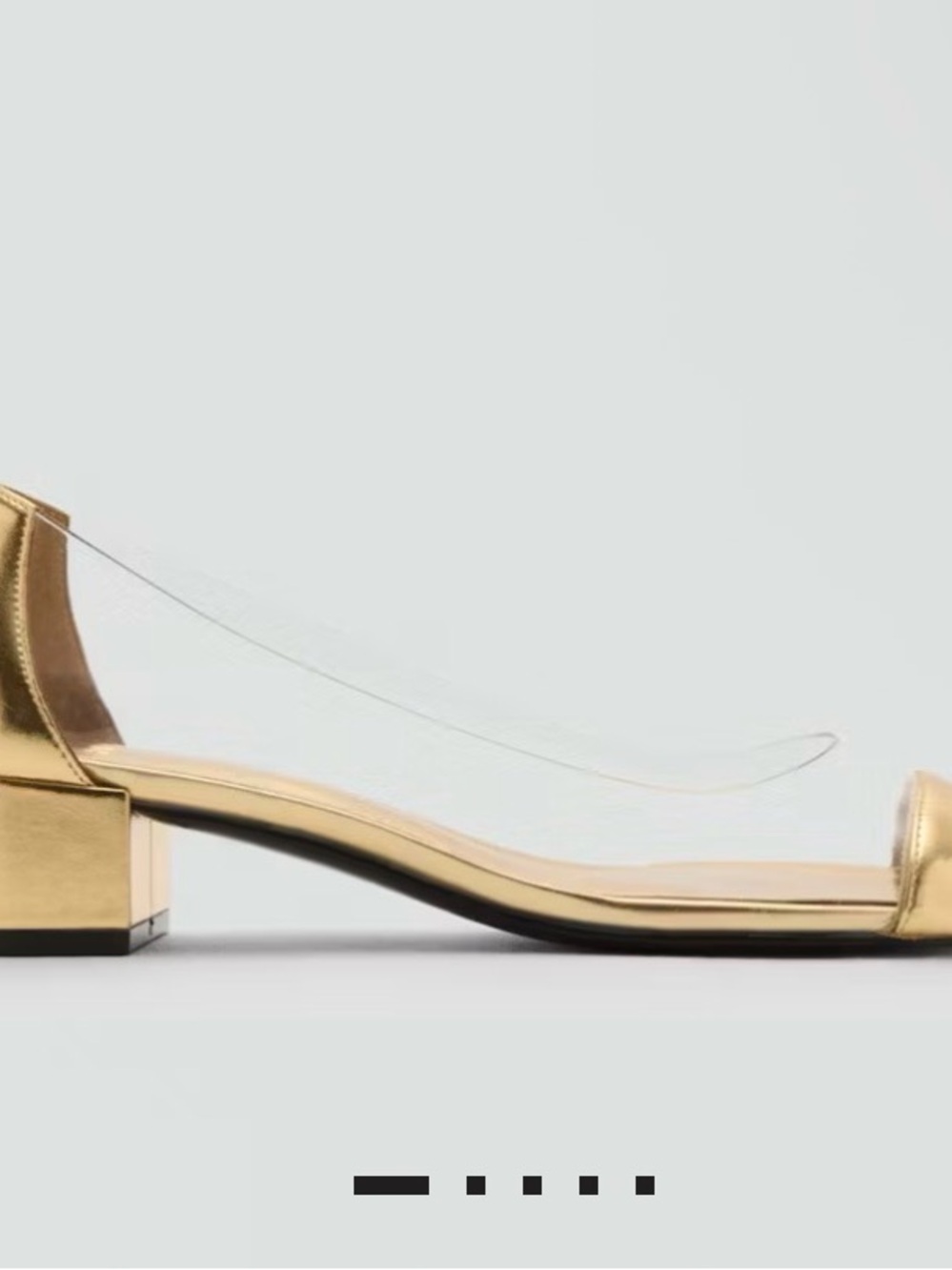 Metallic Gold Pump with Transparent Vinyl Side and Low Block Heel
